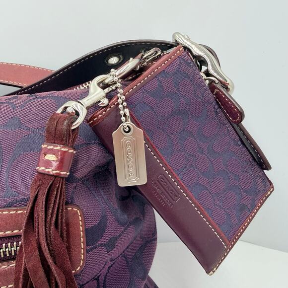 Coach Purple Shoulder Bag Leather Strap Purse Fringe Change Purse with Dust Bag - Picture 10 of 16